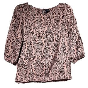 Ashley Judd pink & brown silky shirt